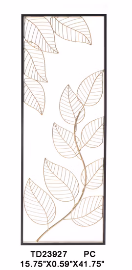 Leichte, luxuriöse Landschaftswanddekoration, 3D-Wandkunst aus goldfarbenem Metall mit Licht